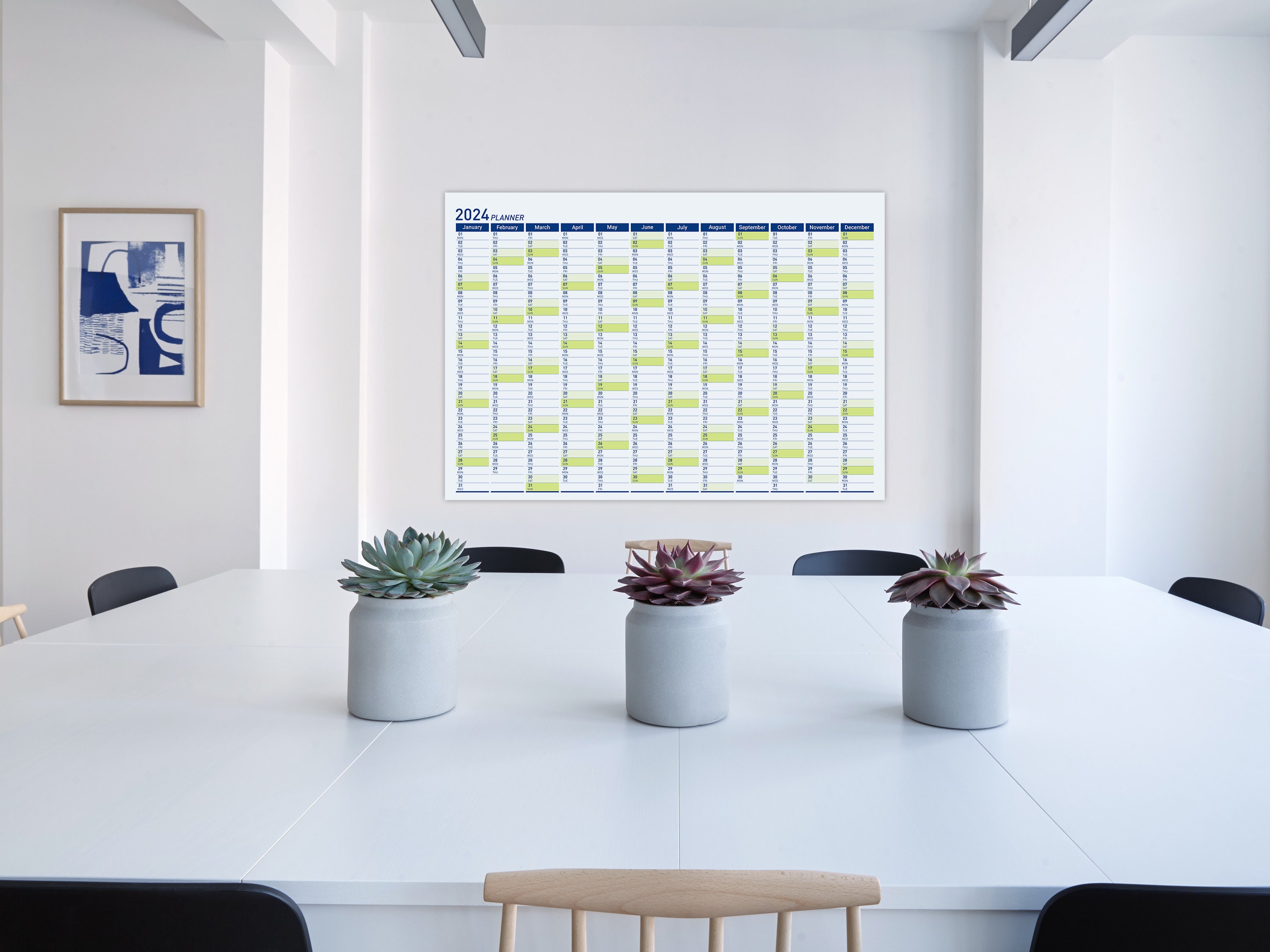 2024 Printable Planner Wall Calendar Yearly Big Calendar Wall Etsy