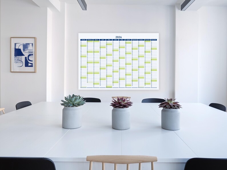 2026 Printable Wall Planner with Minimalist Design, Large Wall Calendar for Office and School image 3
