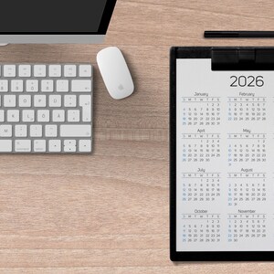 2026 Printable Calendar | Minimalist Calendar | One Page Calendar for Wall image 2