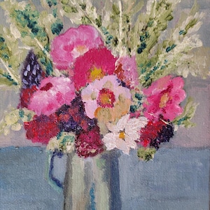 Vase de fleurs Nature morte photo florale peinture originale cadeau d'anniversaire souvenir déco maison