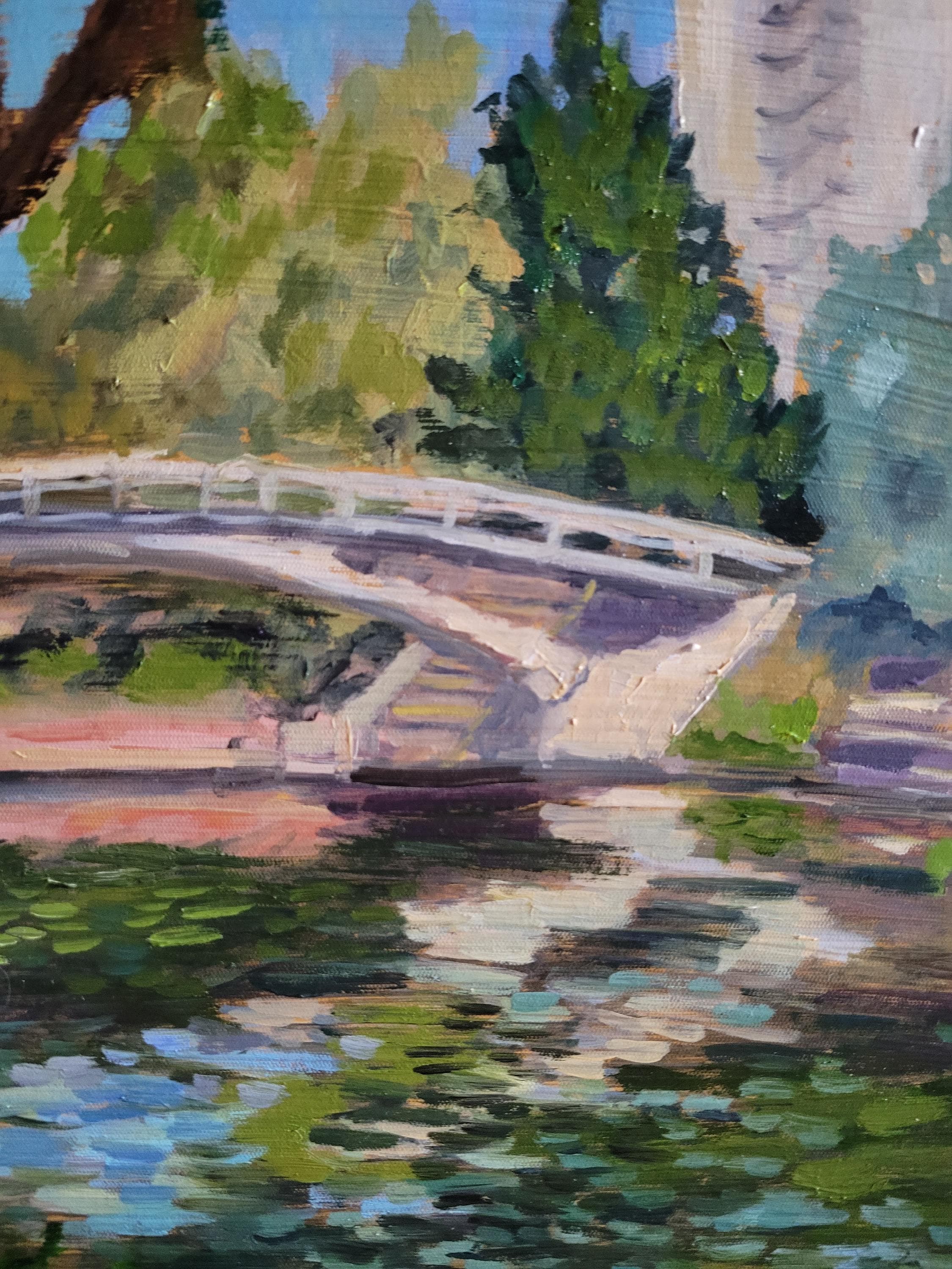 橋 川 夏の日 自然 風景 風景 木 ギフト キャンバスに描いた絵画