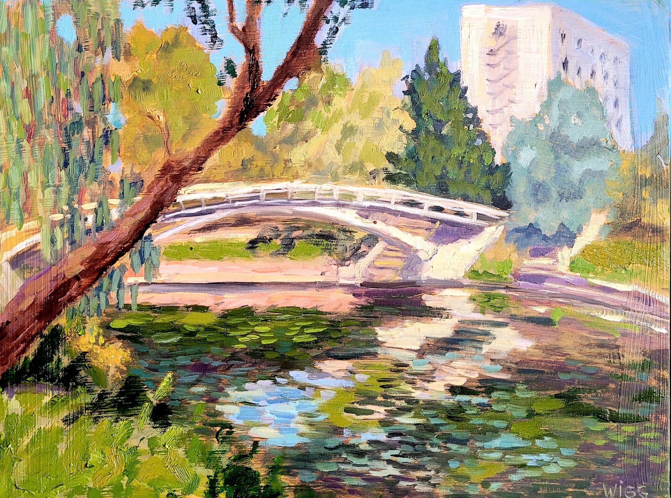 橋 川 夏の日 自然 風景 風景 木 ギフト キャンバスに描いた絵画