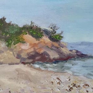 Pintura original Mar Paisaje Océano Agua Lago Arte Pintura al óleo Agua Naturaleza Río Piedras Costa Azul Francia Niza