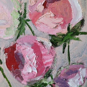 Peônias Flores Pintura a óleo Decoração de parede Rosa Romântico Aconchegante Obra de arte original