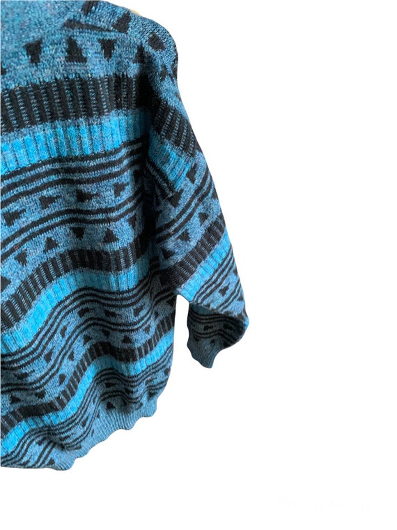 Vintage Unisex jumper, Blue 80's style Cardigan, … - image 4