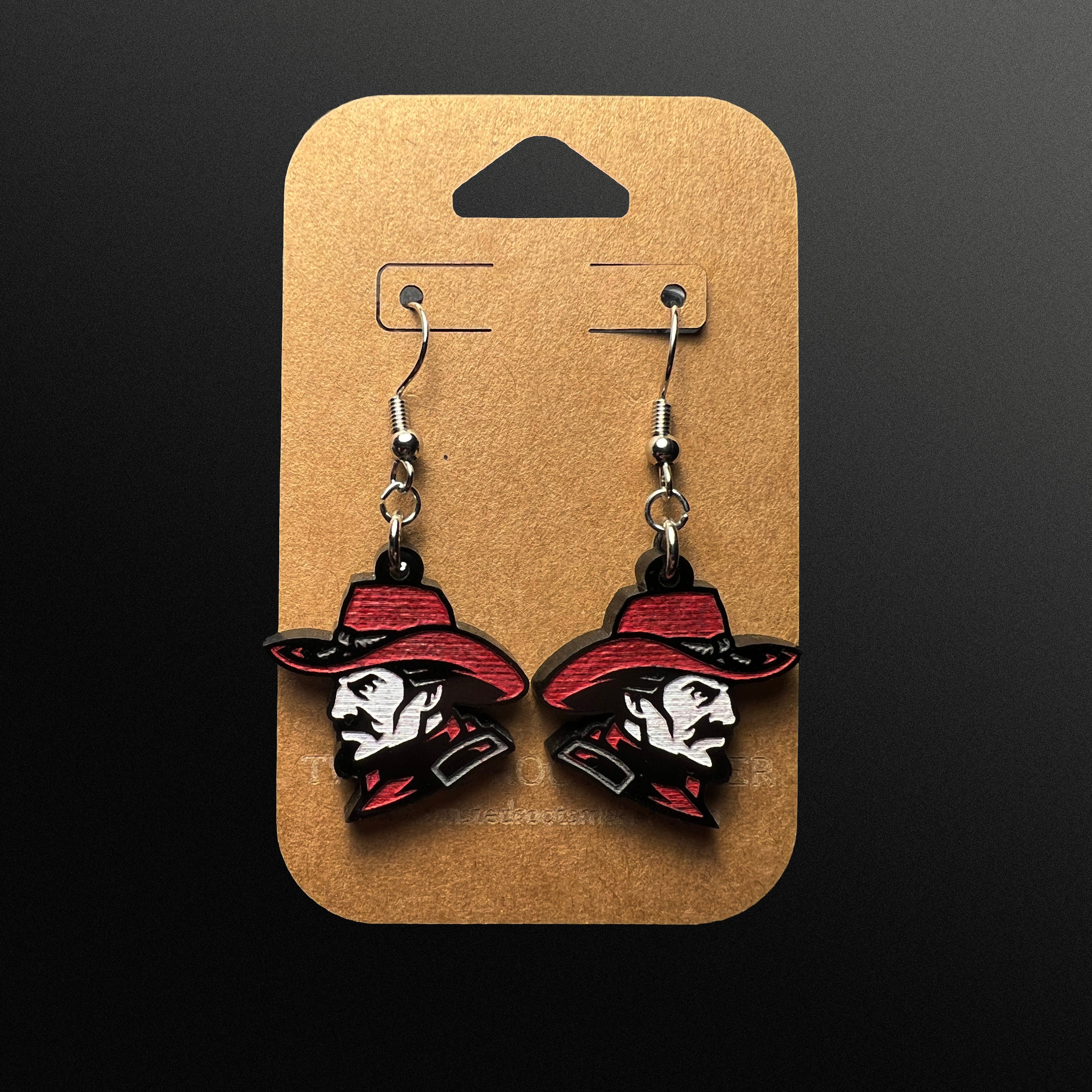 Individuelle, lasergeschnittene und bemalte Ohrhänger mit Schulmaskottchen/Logo | High School | College | Band | Cheerleader | Booster | Spendenaktion