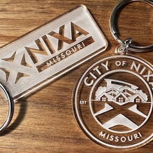 Custom Logo Rectangle or Round Keychain | Personalized Keychain | Engraved Clear Acrylic | Personal and Corporate Gifts