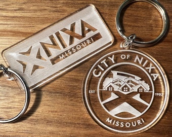 Custom Logo Rectangle or Round Keychain | Personalized Keychain | Engraved Clear Acrylic | Personal and Corporate Gifts