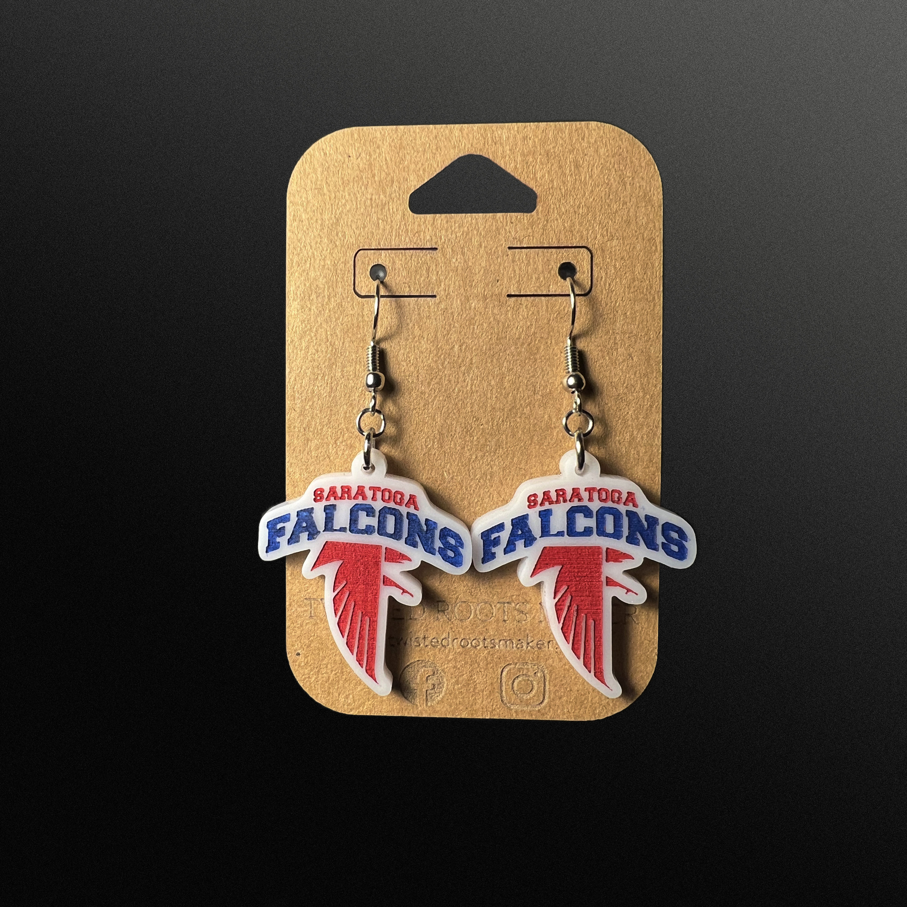 Individuelle, lasergeschnittene und bemalte Ohrhänger mit Schulmaskottchen/Logo | High School | College | Band | Cheerleader | Booster | Spendenaktion