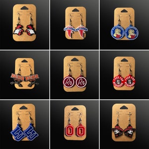Dangle Earrings - Custom School Mascot/Logo Laser Cut Painted | High School | College | Band | Cheer | Booster | Fundraiser