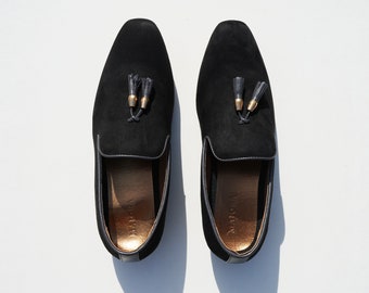 Kolkata - Comfortable Black Indian Mojaris for Men - Groom Wedding Shoes