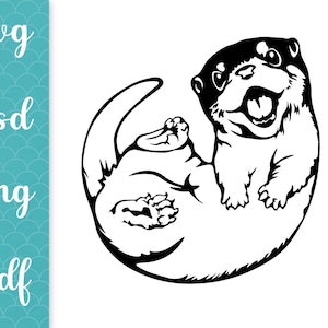 Otter SVG Clipart für Sublimationsprojekte - Niedlicher PNG Seeotter-Aufkleber für Kinderzimmer und Kinderhandwerk