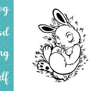 Nouveau-né Lapin Teddy, Baby shower, Nursery vector clipart wallart SVG PNG doux, vêtements pour bébé, amoureux de la ferme, lapin endormi