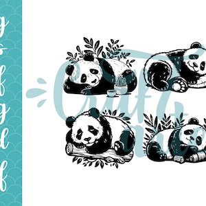 Panda SVG Bundle Niedliche Panda Gesichter, Kawaii Panda Clipart für Cricut, Panda Sublimation PNG Set, Babyparty Panda Dekor, Vektor Download