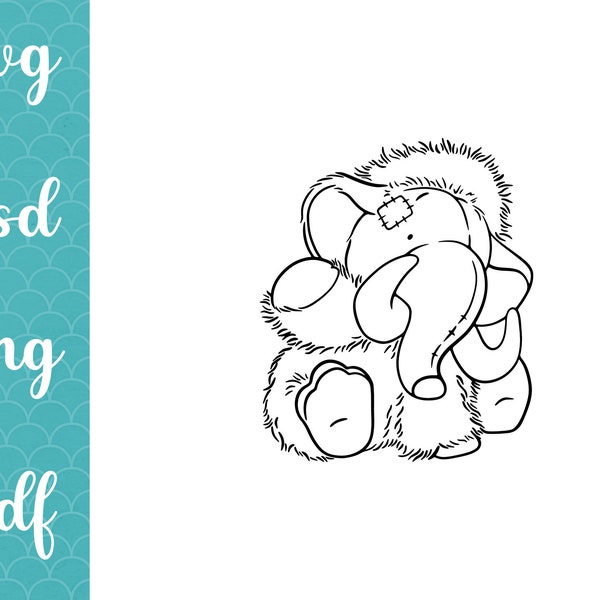 Wolliges Mammut SVG / großer pelziger Elefant SVG / prähistorisches Tier SVG / Mastadon SVG / Babykleidung / Baby Shower Tiere / Kid Design