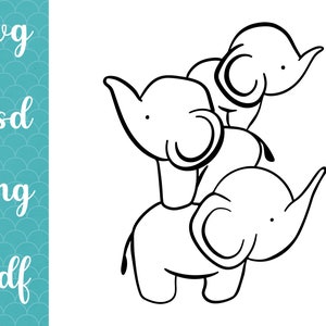 Cute Baby elephant svg baby shower gift kawaii animal shirt cricut outline sweet safari
