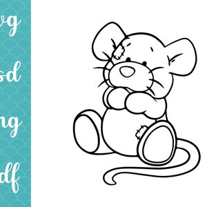 Petite souris cartoon svg pour fichier de coupe, fichier de coupe animal, souris, baby shower, bébé animal, dessinés à la main, png, cricut, dessins de chambre d'enfant