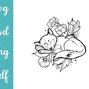 Petit renard Svg / Renard Svg / Svg animal de la forêt / Cricut / Clipart / Dxf / fichier de coupe / Svg botanique / Svg papillon
