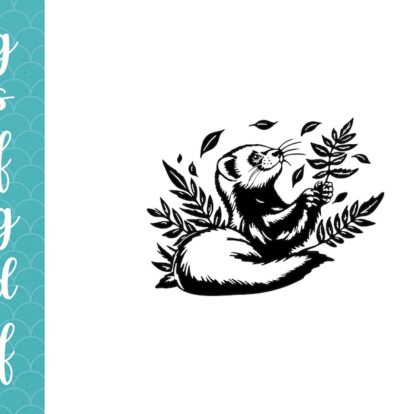 Ferret PNG, Cute Ferret svg, Ferret design clipart, Playing, Vector, Silhouette, Cricut laser cut files