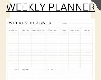 Weekly planner printable digital pdf file