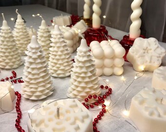 CHRISTMAS TREE CNDLES, scented  soy wax candle, Christmas decoration, gift ideas, dinner table decor, festive season candles, home decor