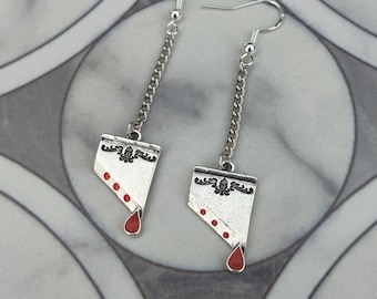 Goth Earrings Guillotine Earrings Blade Blood Earrings Goth Jewelry Handmade Jewelry