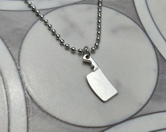 Silver Cleaver Necklace Goth Knife Necklace Soft Goth Necklace Mall Goth