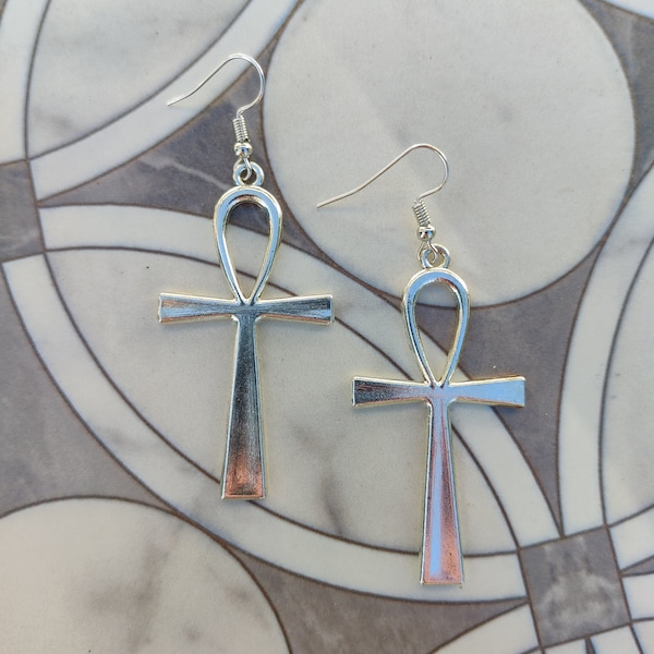 Goth Cross Earrings Ankh Earrings Hypoallergenic Earrings