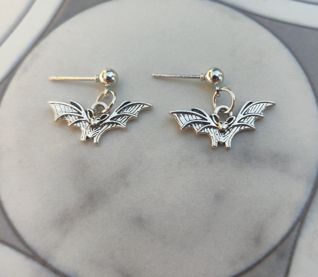 Goth Bat Earrings Stud Bat Earrings Gothic Earrings Goth Etsy