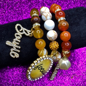 Boujie Charm Bracelet- Beaded Stack- Stackable Charm Bracelet- Custom Beaded Set- Stackable Beaded Bracelet