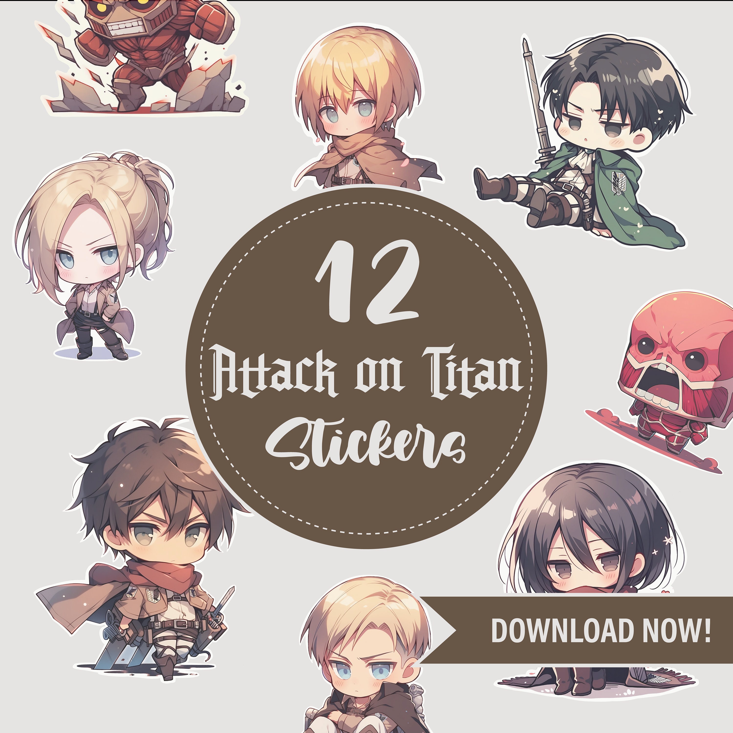 Digital Stickers ATTACK on Titan Cute Kawaii Printables PNG INSTANT Download Commercial Use Scrapbook Vintage Gift Clipart Anime Etsy