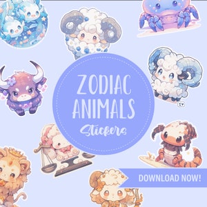 ZODIAC Sign Animal Digital Stickers Precropped PNG Design Printable  Zodiac Stickers Aries Aquarius Piscis Sagittarius Libra Taurus Scorpio