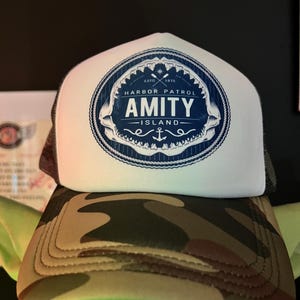 Amity Island Harbor Patrol  Camo Trucker Hat Cap Jaws Inspired
