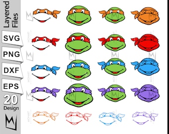 TMNT Clipart Turtles weapons Layered svg Cricut Svg Turtles faces svg ...