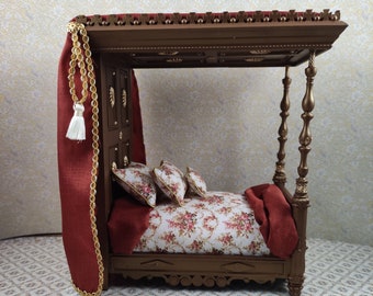 Ooak miniature canopy bed 19th century dollhouse scale 1/12 Design maam Miniaturas©