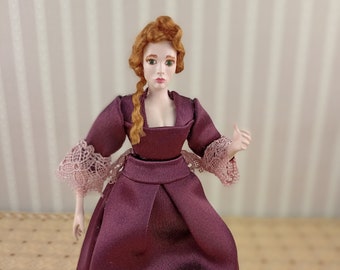 1/12th scale character for dollhouse, Victorian era miniature.
