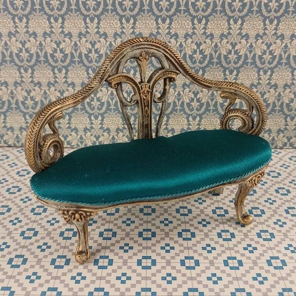 Fauteuil miniature en chêne, maison de poupée à l'échelle 1/12, modèle Princess.