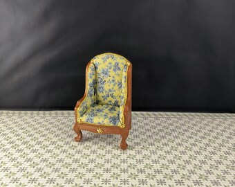 Victorian armchair, 1/12 scale miniature, dollhouse