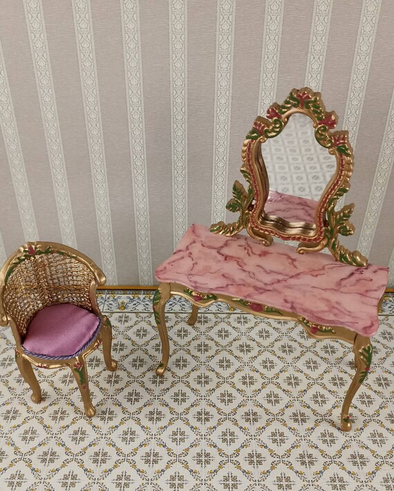 Victorian Dressing Table Dollhouse Bedroom 1/12 Scale. Etsy