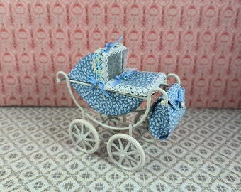 Miniature baby stroller, 1/12 scale dollhouse