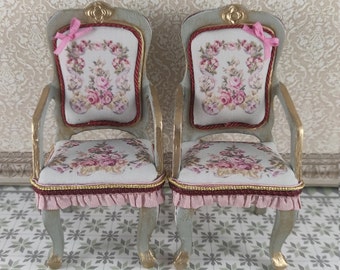 Armchairs, old miniature, 1/12 scale for dollhouse