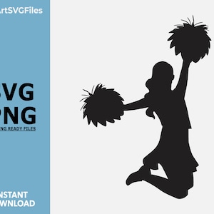 SVG Sports Clipart - Cheerleader Jumping with Pom Pom | Instant Digital Download