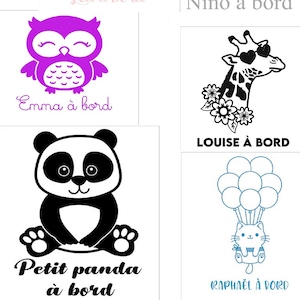 Adesivo auto personalizzato: bimbo a bordo con nome. 7 modelli, 11 colori. Adesivi per bambini per un'auto personalizzata