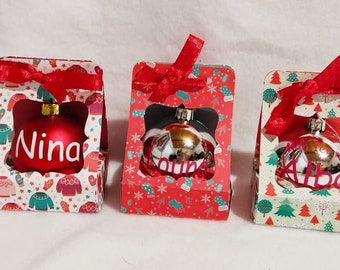 Personalized Christmas Bauble with Handmade Gift Box