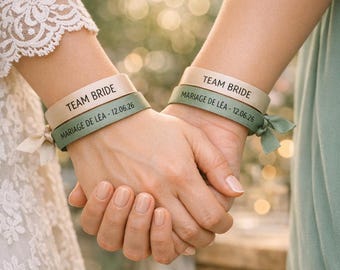 Bracelets Tissu Personnalisés pour Événements | Mariage 2026 , EVJF, Baptême, Anniversaire | Texte & Pictos au choix | Cadeau Invité