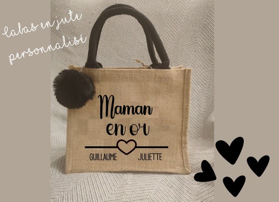 Personalized Gold Mom Gift Tote Bag in Jute Personalized Bag for  Shopping, Beach Gift Grandmother's Day Gift Idea