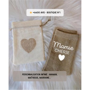 Cadeau Maîtresse Nounou ATSEM Fin d'année Scolaire - Pack Chaussettes Paillettes Personnalisées et Pochon Cœur - Idée Cadeau Fête des Mères