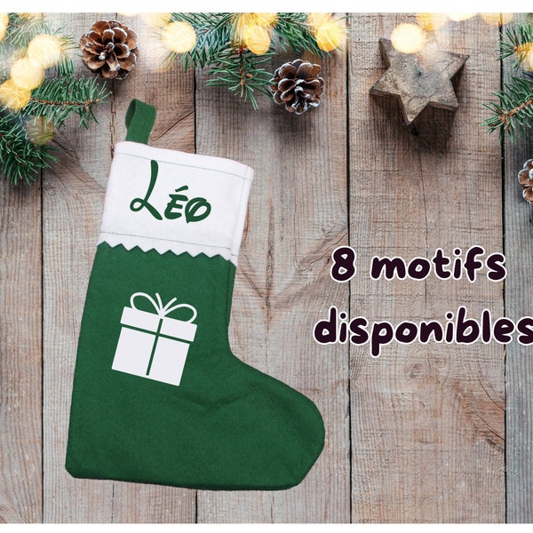 Chaussette de Noël Personnalisable - 8 Modèles, 19 Couleurs au Choix - Idéal Cadeau Enfant