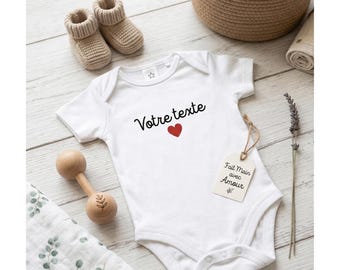 Body Bébé Personnalisé Texte & Symbole au Choix | Cadeau de Naissance Unique | Body Coton Doux Personnalisable  | 5 Couleurs d'Écriture