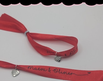 Personalized Ribbon Bracelet with charm and closure! EVJF wedding gift, customizable ribbon Babyshower or any other events